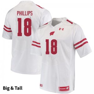 Men's Wisconsin Badgers NCAA #18 Cam Phillips White Authentic Under Armour Big & Tall Stitched College Football Jersey UA31V74SM